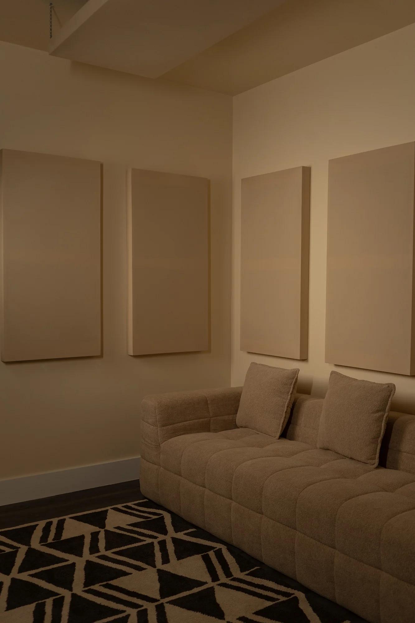 Lounge and rear wall treatment