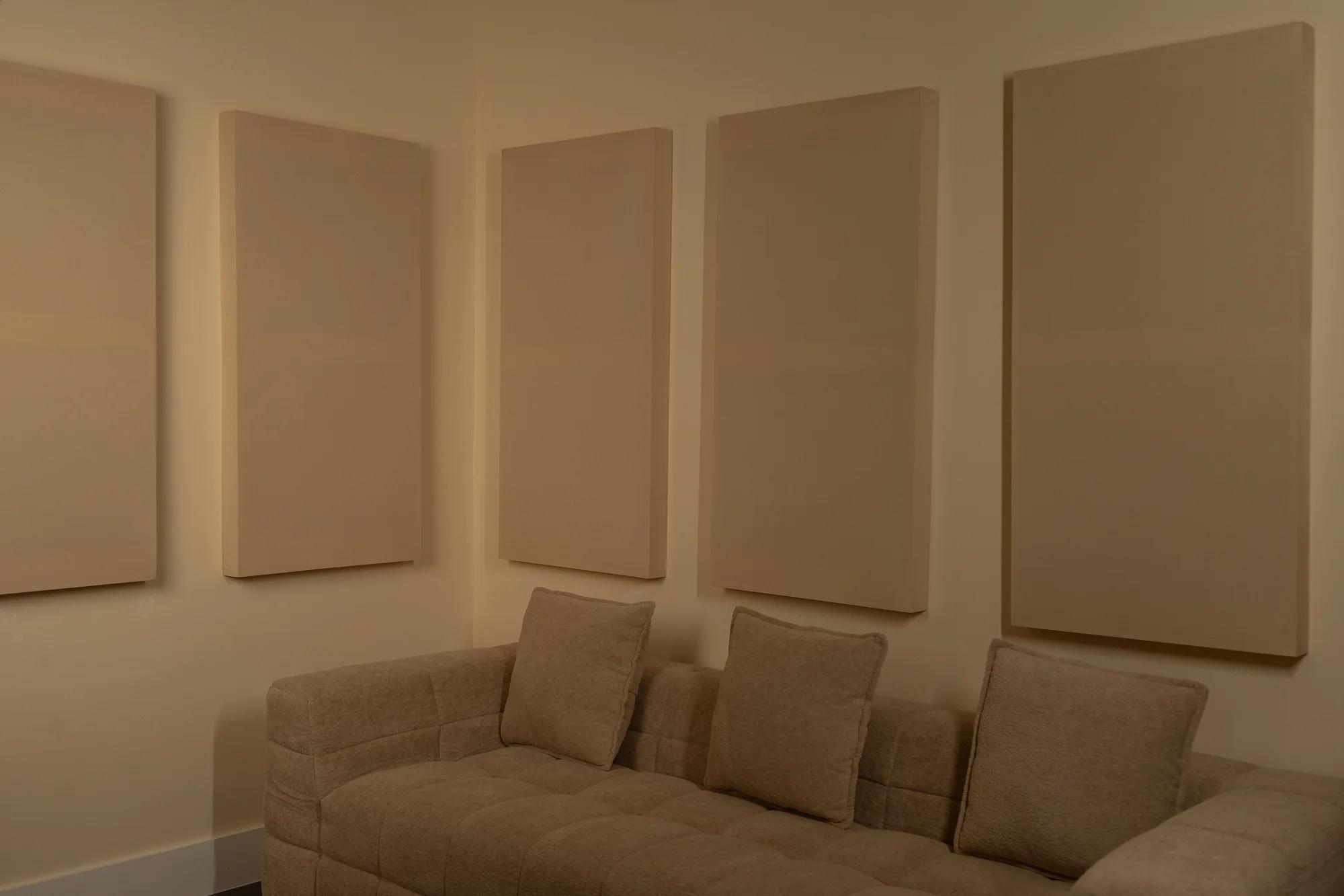 Lounge area with full-height wall panels